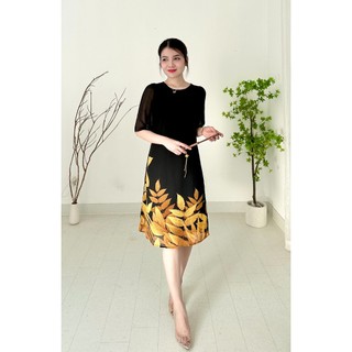 TD01 Đầm Suông Bigsize Trung niên họa tiết hoa sang trọng che khuyết điểm tốt, tay lỡ , voan lụa mềm mịn thoáng mát
