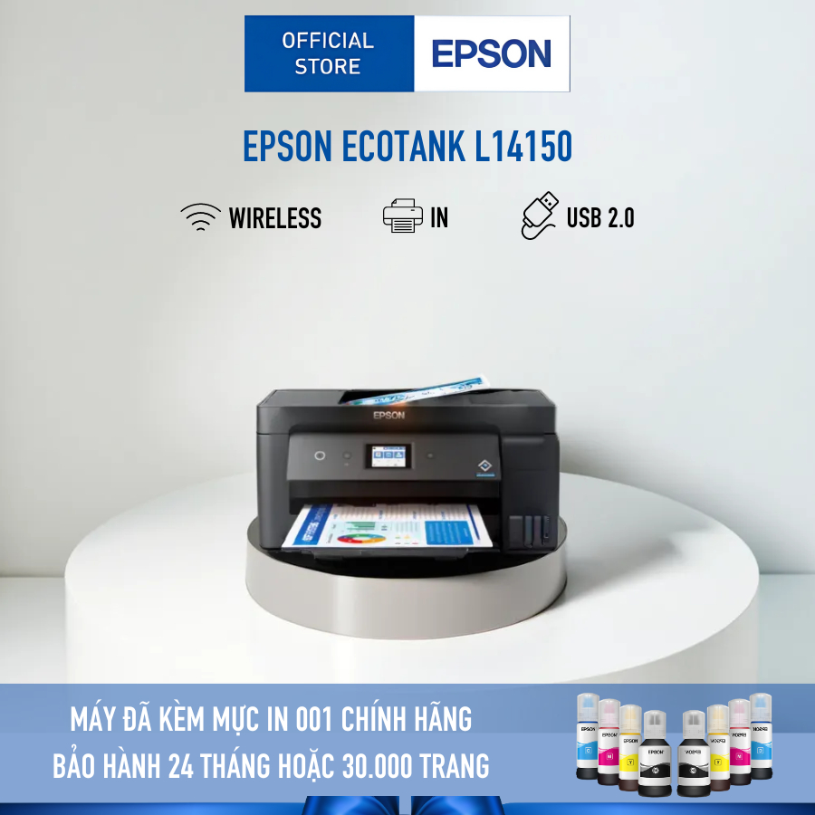 Máy In Phun Màu Epson L14150 Linh Hoạt Trên Nhiều Kích Cỡ Giấy