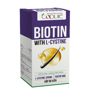 Viên uống hỗ trợ mọc tóc Topvie Biotin with L-cystine hộp 90 viên giúp tóc chắc khỏe giảm gãy rụng