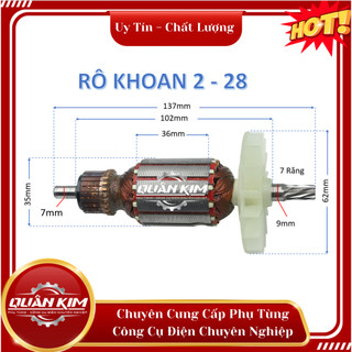 Rotor/ruột máy khoan BOSCHH 2-28 cao cấp tặng kèm chổi than