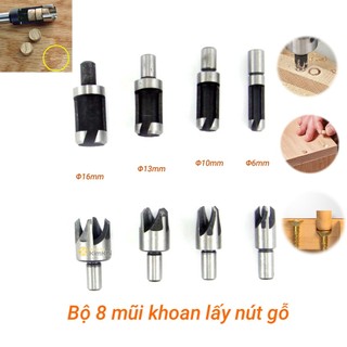 Bộ 8 mũi khoan lấy nút gỗ đường kính 6mm - 16mm