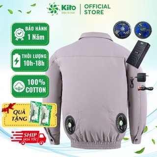 Áo Quạt Gió Điều Hoà Nhật Bản KITO Chính Hãng, Chất COTTON, Pin Nhật 26.000mAh, Quạt 13V, BH 1 Năm