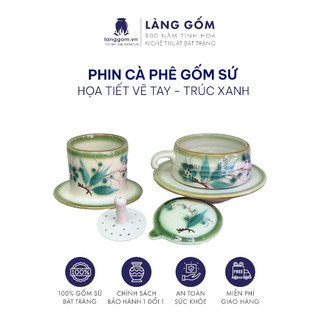 Phin pha cafe gốm sứ Bát Tràng vẽ tay, nhiều họa tiết, màu sắc dùng pha cafe - langgom.vn