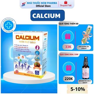 Canxi Calcium With MK7 Gold Sữa Giúp Tăng Chiều Cao, Chắc Xương Cho Bé Từ 6 Tháng - Hộp 20 gói