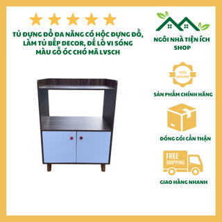 Tủ Đựng Đồ Đa Năng Có Hộc Đựng Đồ, Để Lò Vi Sóng, Đồ Dùng Nhà Bếp, Chất Liệu MDF, Màu Gỗ Óc Chó