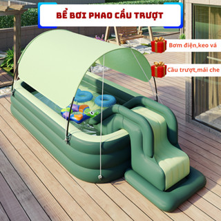 Bể Bơi Cho Bé Hàng Cao Cấp, Có Mái Che Nắng, Cầu Trượt, An Toàn Cho Bé-Kèm Bơm Điện-Bảo Hành 1 đổi 1