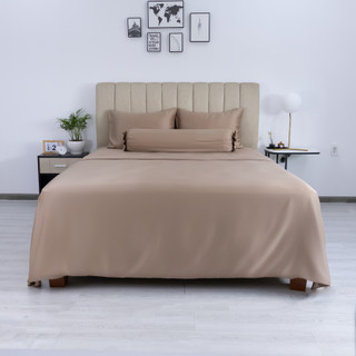 Bộ 5 món ga, áo gối kèm mền Tencel 80s Jun Store mềm mịn, mát lạnh màu Nâu đất