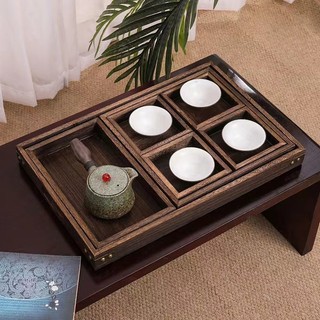   BÁN SỈ  Combo bộ gồm 7 Khay trà decor trang trí bánh khay gỗ thông sơn màu óc chó 