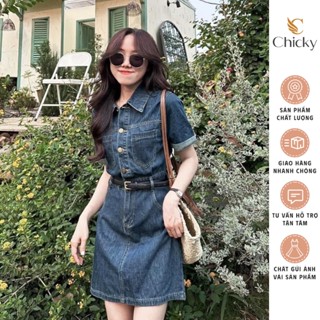 Đầm Váy Jean Bò Nữ Cổ Somi Dáng Ngắn Phối Dây Nịt Cá Tính, Thiết Kế Trẻ Trung, Năng Động Sang Chảnh Đi Chơi, Dạo Phố