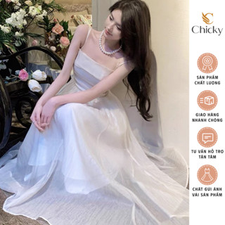 Váy tơ Lolie dress 2 dây dáng dài xòe bồng siêu xinh xắn dành cho các nàng thơ tiểu thư sang chảnh đi chơi, dự tiệc xinh