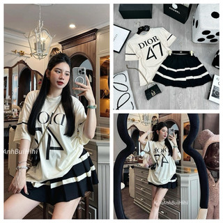 [ 𝐅𝐑𝐄𝐄 𝐒𝐇𝐈𝐏 ] Set áo phông Di..or 47 mix cv phối màu siêu hot Vải cotton khô QC dày dặn, hình ép 5D nét căng