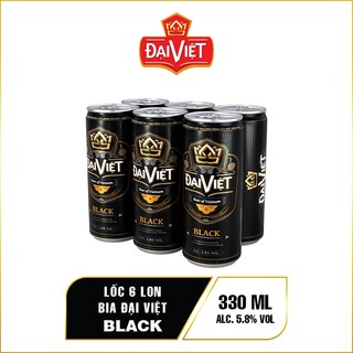 6 bia Đại Việt black lon 330ml