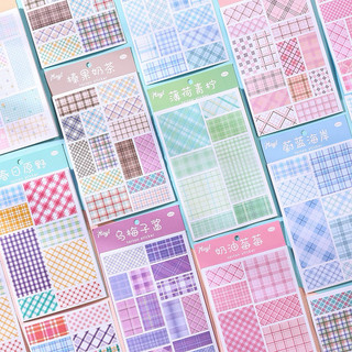 Set 4 tấm sticker dán trang trí diy họa tiết sọc caro xinh xắn đáng yêu