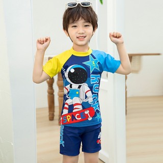 Đồ Bơi Bé Trai Habi Fashion HB2425 Tặng Kèm Mũ, Bộ Bơi Bé Trai Họa Tiết Phi Hành Gia Cho Bé Từ 9-35kg