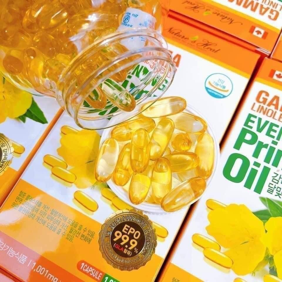 Viên uống hỗ trợ làm đẹp da cân bằng nội tiết tố nữ giảm gãy rụng tóc tinh dầu Hoa Anh Thảo Hàn Quốc Gamma Linolenic