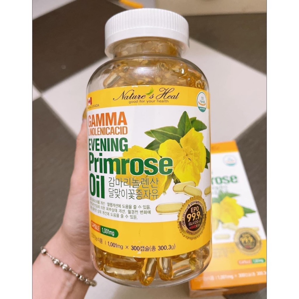 Viên uống hỗ trợ làm đẹp da cân bằng nội tiết tố nữ giảm gãy rụng tóc tinh dầu Hoa Anh Thảo Hàn Quốc Gamma Linolenic