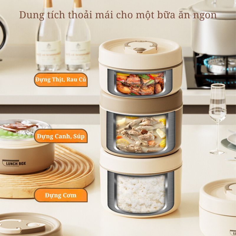 Hộp cơm giữ nhiệt văn phòng lúa mạch Inox 304 chống gỉ cao cấp nhiều ngăn sang trọng lotishop | BigBuy360 - bigbuy360.vn
