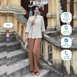 Pháp phục đi lễ linen thêu hoa TINH NHI mềm mại êm ái PP114