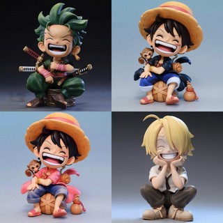 Mô hình luffy, sanji, zoro chibi ngồi cười đáng yêu fullbox - mô hình one piece