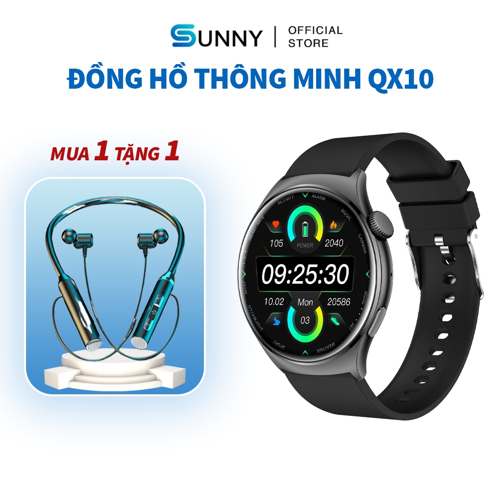 Đồng hồ thông minh QX10 dành cho nam, đa chức năng, đo nhịp tim, lượng oxy trong máu và huyết áp gọi