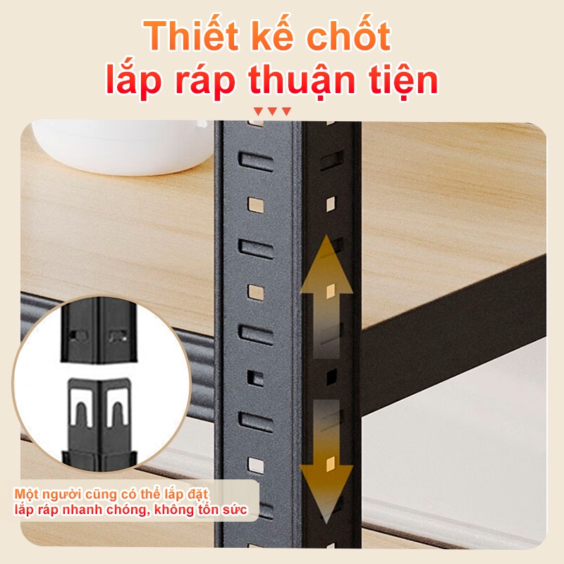 [Siêu rẻ] BMZAR Kệ sắt v lỗ đựng đồ đa năng Kệ Bếp Sắt + bảng gỗ Kệ sắt đa năng Mỗi tầng có thể chịu được tải trọng 20kg | BigBuy360 - bigbuy360.vn