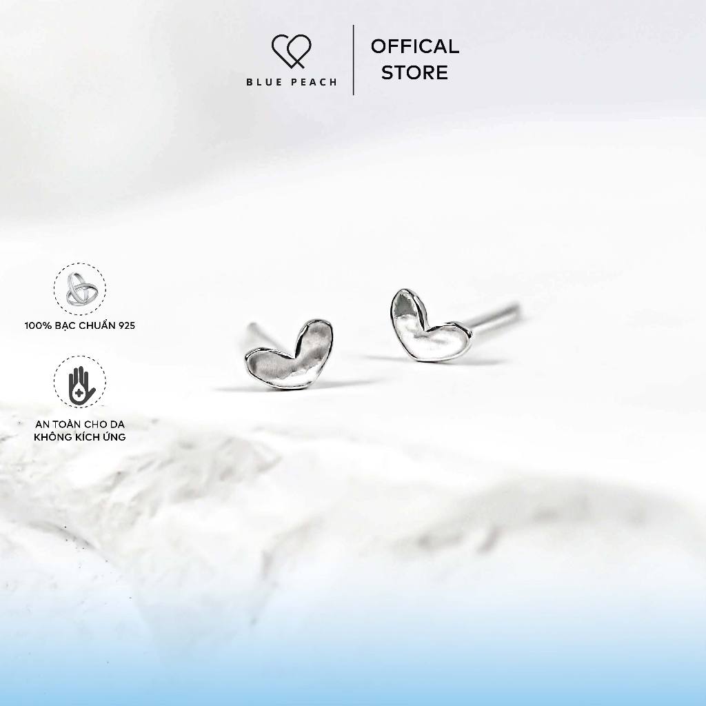 Khuyên Tai Bạc Blue Peach Tini Heart KT340