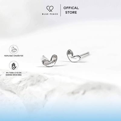 Khuyên Tai Bạc Blue Peach Tini Heart KT340