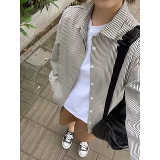 Áo Sơ Mi Nam Nữ Dài Tay - APT Unisex  Áo Sơ Mi Kẻ Sọc Dài Tay Basic Phong Cách Hàn Quốc