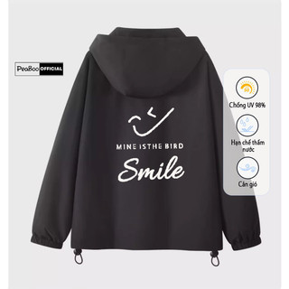Áo Khoác Gió Nam Nữ Mũ Cao Cấp 2 Lớp PEABOO Mã Mine Bird In Hình Chống Nước Chống Nắng Form Rộng Kiểu Dáng Unisex