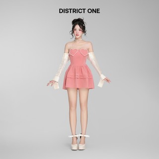 DISTRICT ONE - Sweeties Pink Heart Velvet Dress - Đầm hồng D6701
