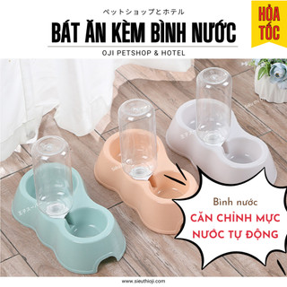 Bát ăn cho chó mèo bát nhựa kèm bình nước