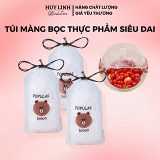 100 Túi màng bọc thực phẩm co giãn chất liệu PE có chun siêu dai - Túi gấu bọc thực phẩm dùng 1 lần TNL100