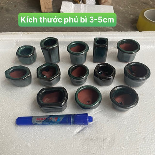 Set 13 chậu siêu mini kích thước 3-5cm gốm Bát Tràng trồng sen đá sương rồng cây mini