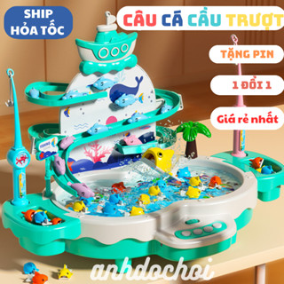 Bộ Đồ Chơi Câu Cá Cầu Trượt Mô Hình Thác Nước Có Đèn Có Nhạc Vui Nhộn Tặng Pin ANHDOCHOI