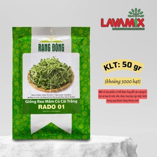 Hạt giống Rau Mầm Củ Cải Trắng Rado 01 (50g~3000 hạt) hiệu Rạng Đông, dễ trồng, nảy mầm tốt | Green House