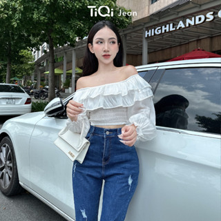 Áo Croptop Trễ Vai 2 Tầng Tay Dài TiQi Jeans A203