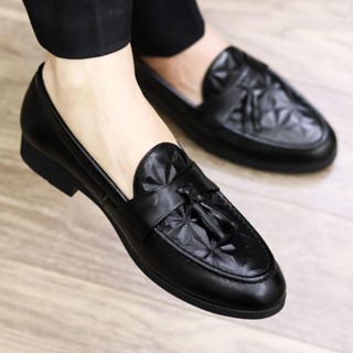 Giày lười nam công sở da mềm,giày da nam cao cấp dập vân họa tiết 3D băng chuông trang trí, đế khâu chắc chắn RUNO G8