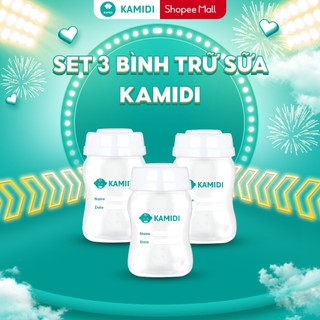 Set 3 bình trữ sữa kamidi cổ rộng dung tích 150ml chất liệu nhựa pp cao cấp