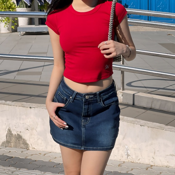 FIONA SKIRT - Chân váy denim co giãn wash cát có quần bảo hộ cùng vải - Whattowear