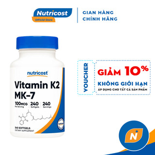 NUTRICOST VITAMIN K2 MK7 100MCG 240 Viên Nhộng - Giúp Xu ơng Chắc Khỏe