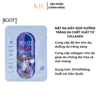 Mặt Nạ Giấy Dưỡng Trắng Sáng Da từ Collagen (10 Miếng) - JIGOTT COLLAGEN REAL AMPOULE MASK