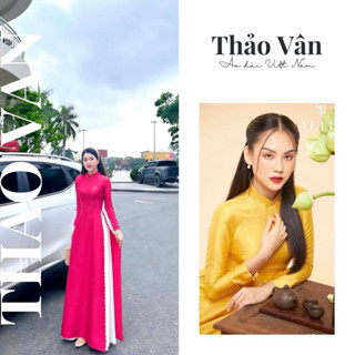 Áo Dài Truyền Thống Lụa Vân Gỗ Cao Cấp Đính Kết Ngọc Sang Trọng Thanh Lịch TV035 - Áo Dài Thảo Vân