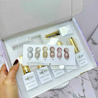Set sơn mắt mèo ánh trăng pha lê Milan 6 màu, tặng bảng màu