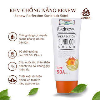 Kem Chống Nắng Nâng Tone Dưỡng Trắng Da BENEW Perfection Sunblock SPF50+ PA +++ 50ml