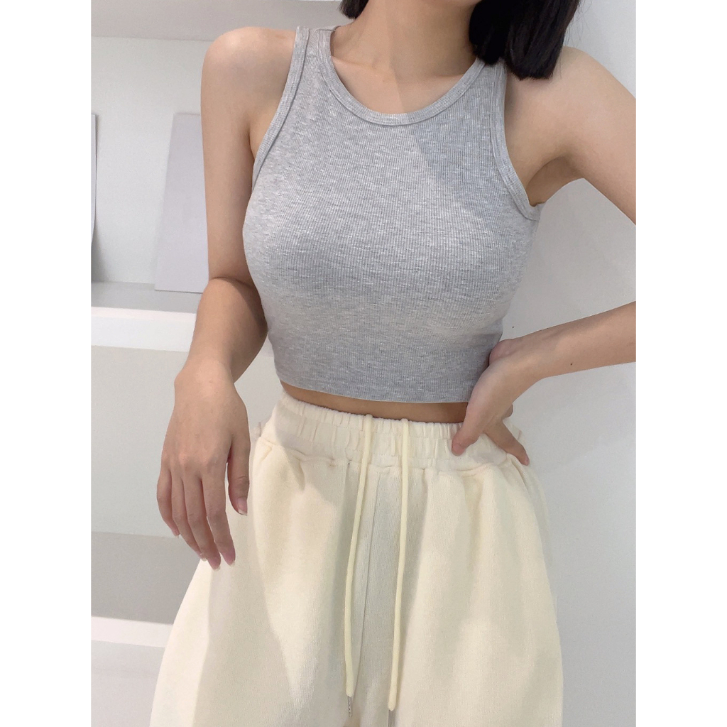 Áo ba lỗ nữ, áo croptop sát nách nữ kiểu ôm body tank top vải cotton co giãn tốt ACN004 | BigBuy360 - bigbuy360.vn