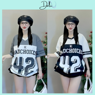 Áo Phông Cổ Tim Số 42 Form Rộng Chất Liệu Cotton, Áo Đôi Nam Nữ Phong Cách Thể Thao