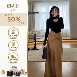 Set áo kiểu body Emili phối chân váy tafta, set váy kiểu cách sang 