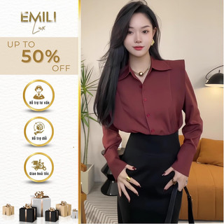 Set áo sơ mi kiểu Emili phối chân váy đen dài công sở đi làm 