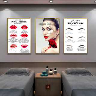 Bộ 3 tranh spa/ nail mi/ phun săm thẩm mỹ tráng gương/ tranh treo tường/ decor quán thẩm mỹ viện/ làm đẹp