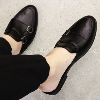 Giày sục nam MonkStrap cao cấp,giày sục da nam hè thoáng khí trẻ trung thiết kế 2 khóa trang trí, đế cao su RUNO G36